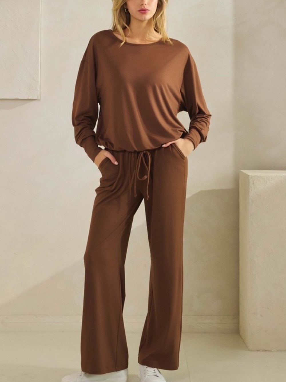 310 - Chocolate Wide Leg Pant Set